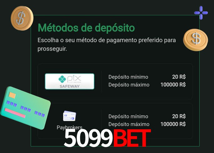O cassino 5099bet oferece uma grande variedade de métodos de pagamento